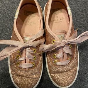 Kate Spade Girl size 10 Pink Sparkle Keds Shoes